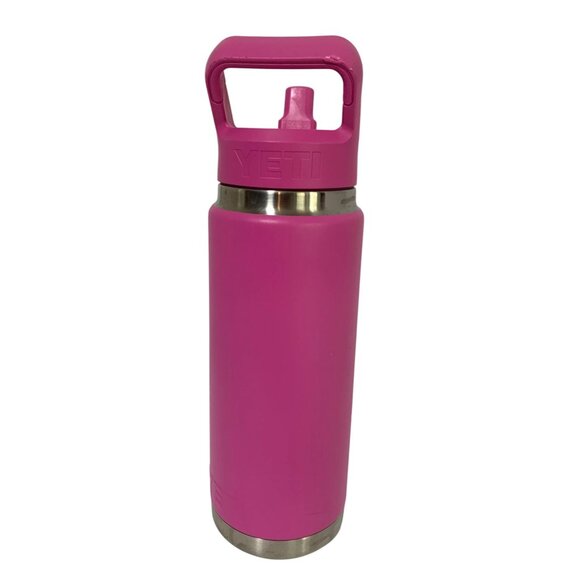 Yeti Water Bottle Pink 26 oz with handle Straw See photos for handle scar - Picture 2 of 7